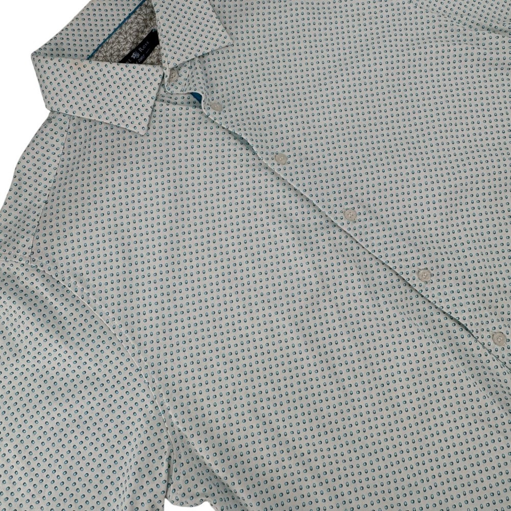 Stone Rose Button Up Mens M Shirt Light Blue Polka Dot Short Sleeve CDG 9134-450